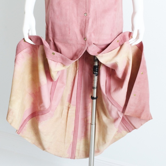 Bonnie Cashin Crop Top, Maxi Skirt + Obi Belt 3pc Set Pink Suede 1970s - Picture 11 of 12